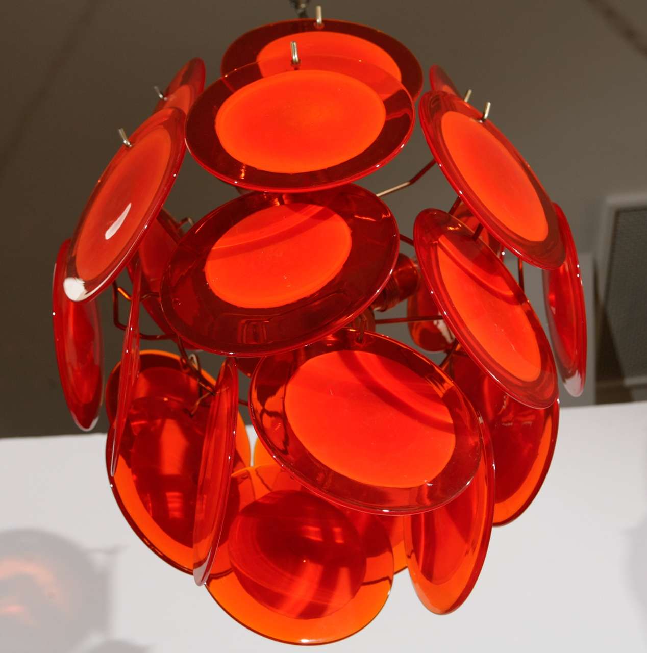 Orange Murano Glass Disc Chandelier 3