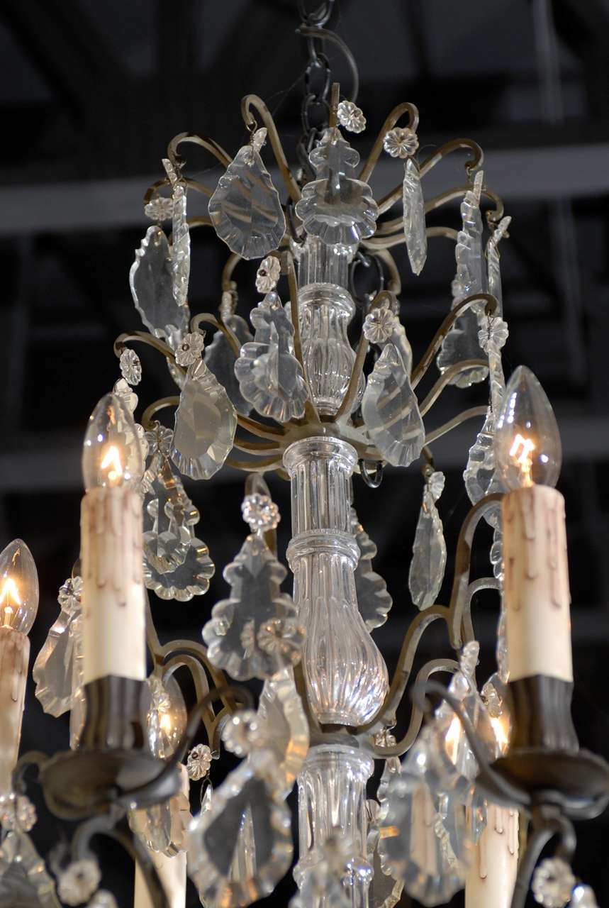 Antique French Iron & Crystal Chandelier 1