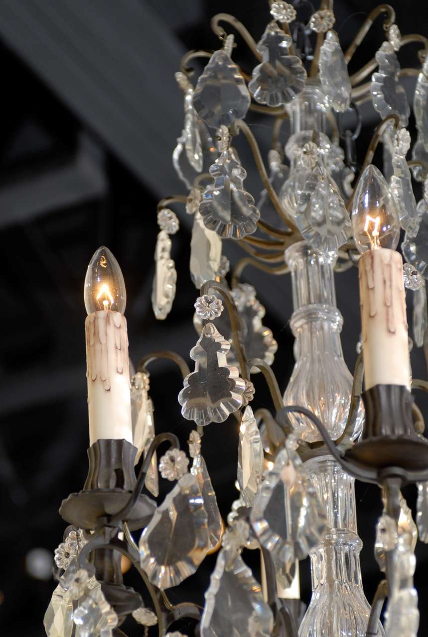 Antique French Iron & Crystal Chandelier 3