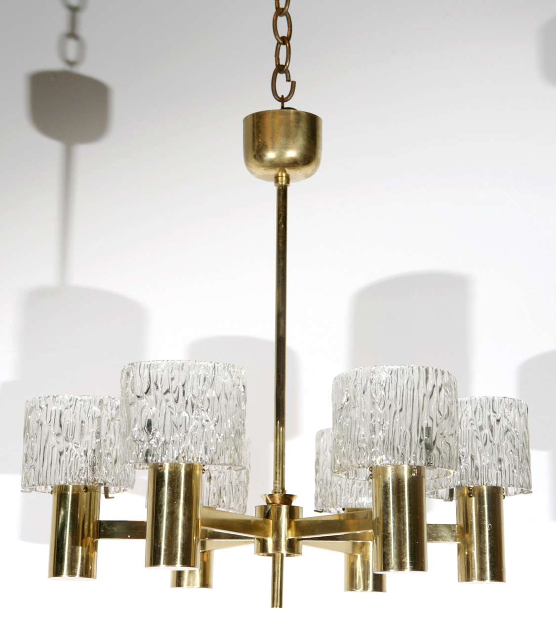 1950s brass chandelier with six 