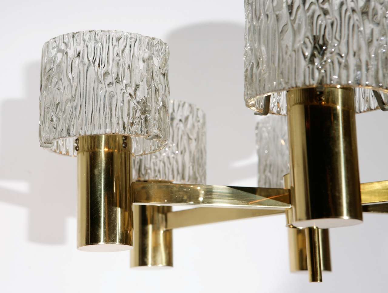 Orrefors Six-Light Brass Chandelier 1