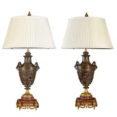 Antique Exquisite Pair Of Lamps
