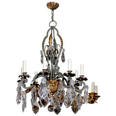 Iron Chandelier With Crystal Pendalogues