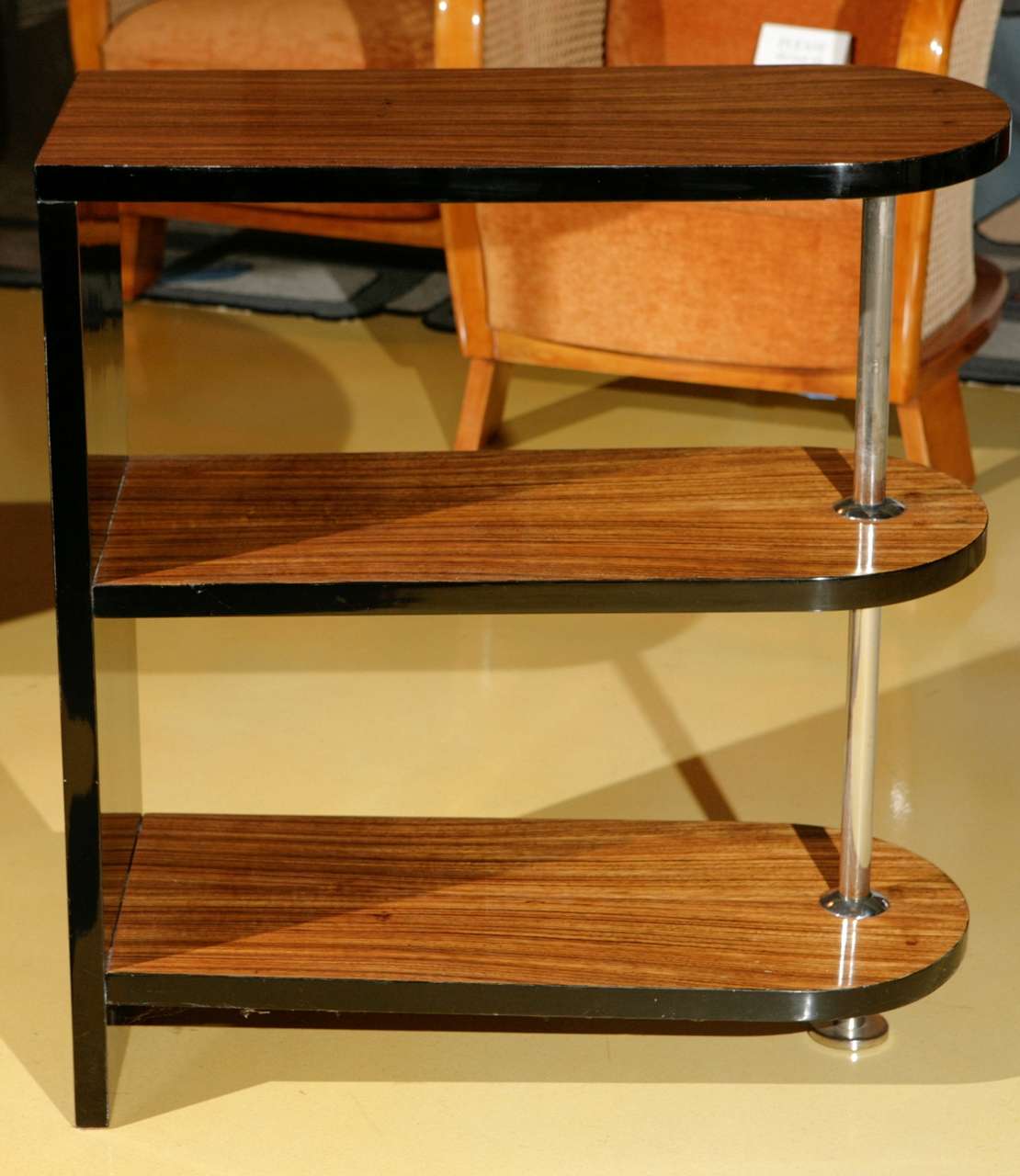 Modernist, three layer shelf-unit, part of suite of pieces by Farago & Grof. Onde of a kind left from suite.