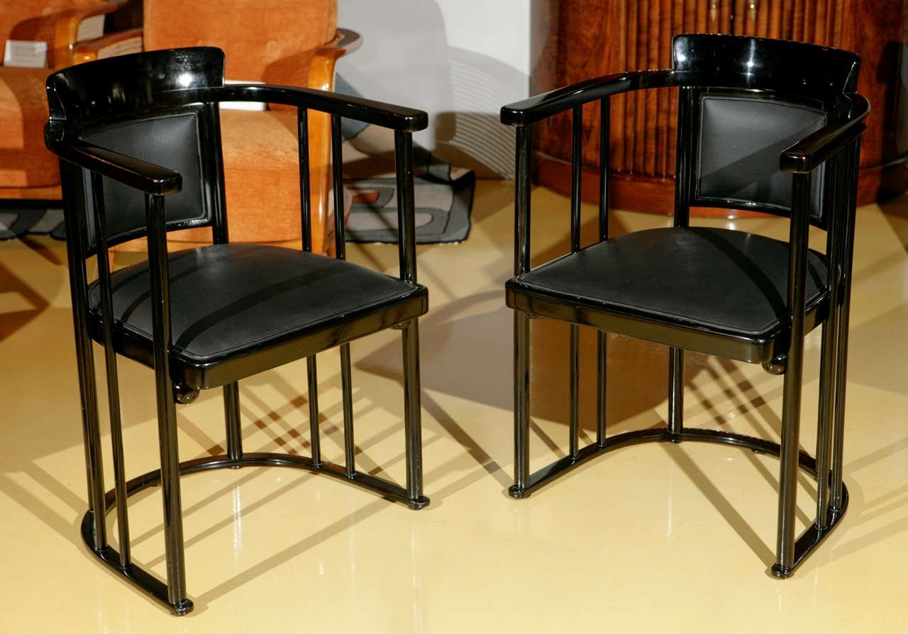 Pair of Vienna Secessionist Arm chairs by Josef Hoffmann