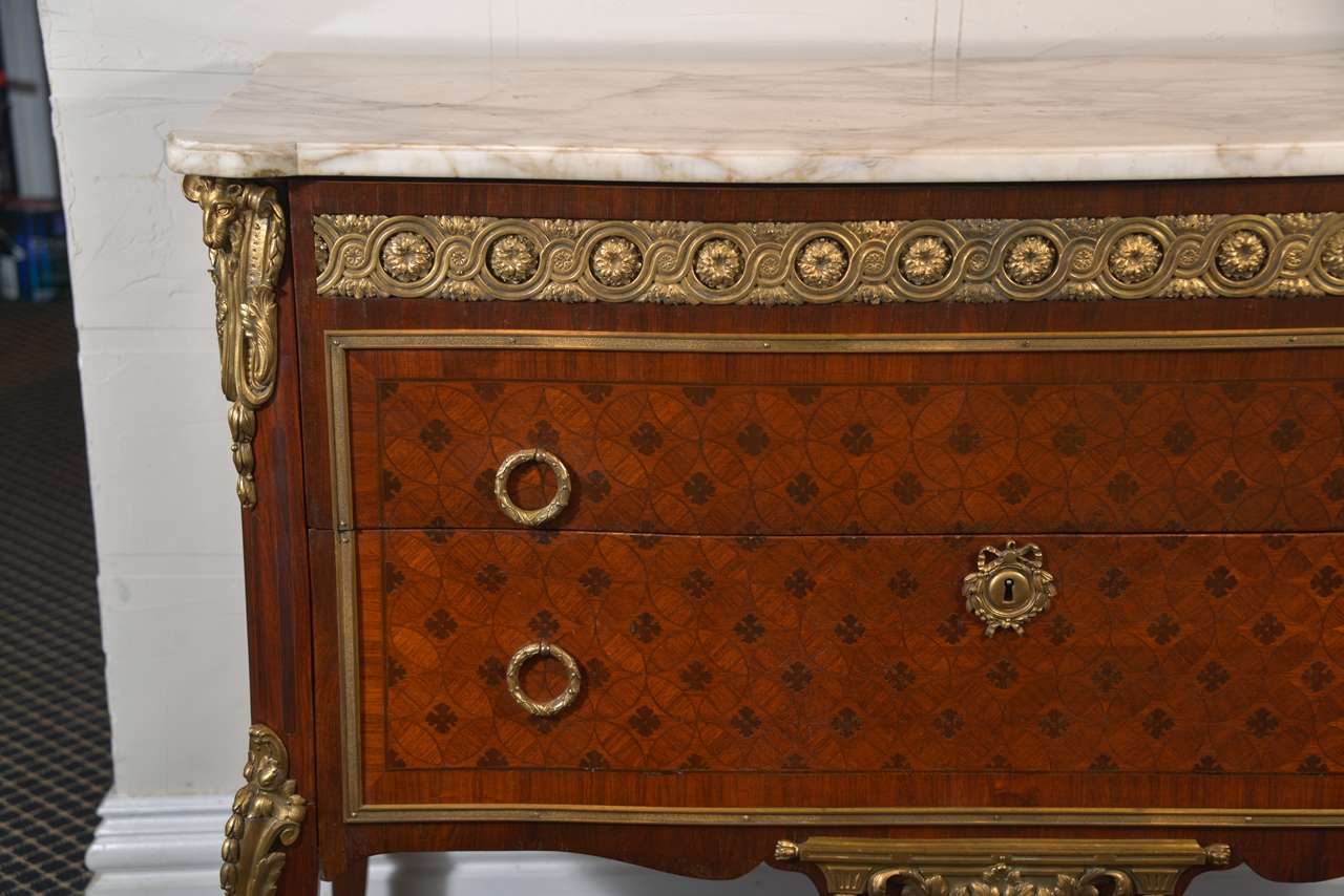 Wood 19th c. Louis XVI Mahogany and Parquetry Inlay For Sale
