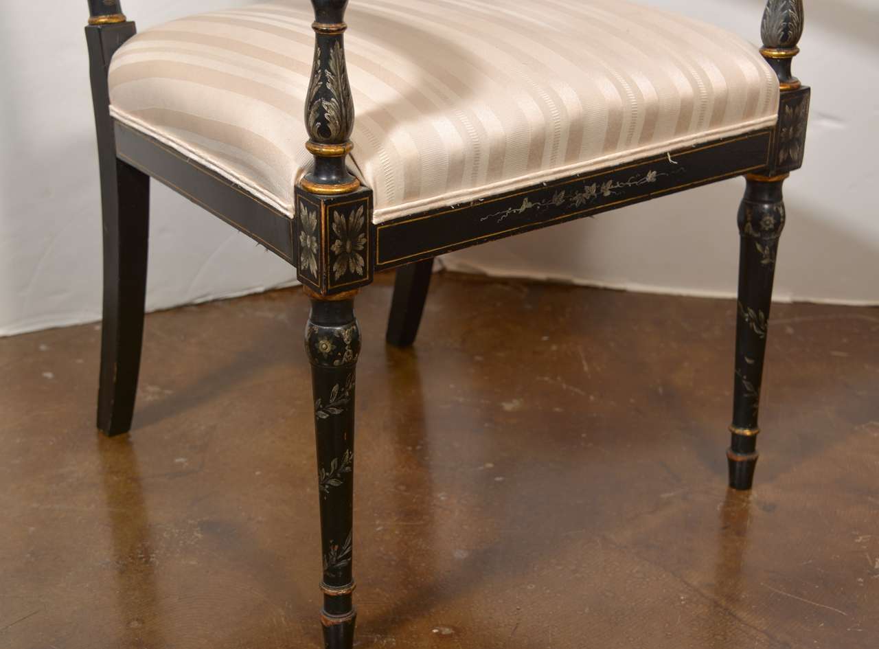 Set of Important Regency Period Black Lacquered Chairs In Excellent Condition In Dallas, TX