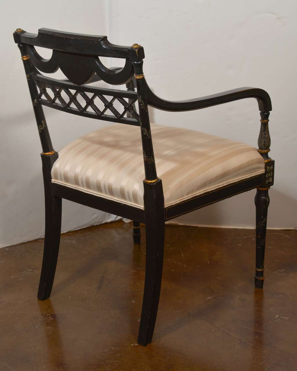 Wood Set of Important Regency Period Black Lacquered Chairs