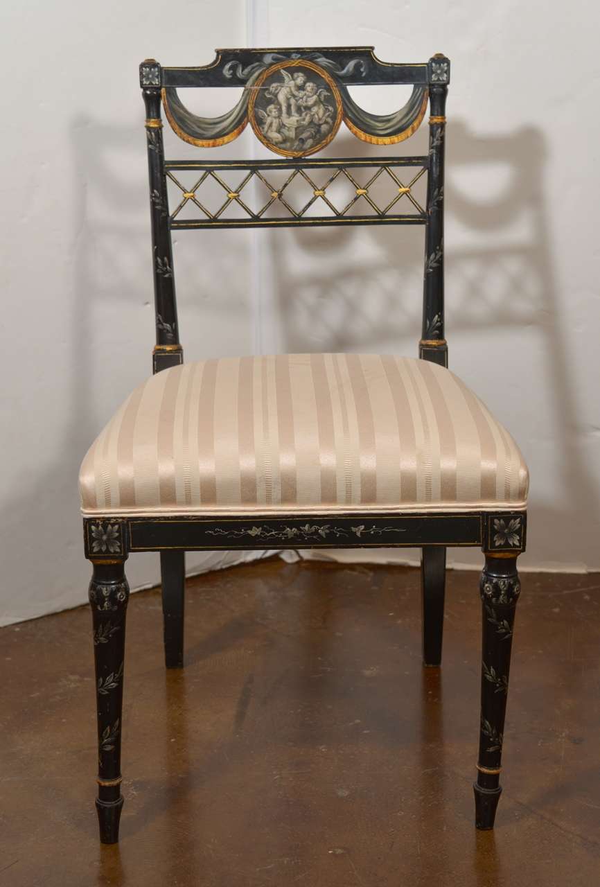 Set of Important Regency Period Black Lacquered Chairs 2