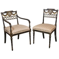 Set of Important Regency Period Black Lacquered Chairs