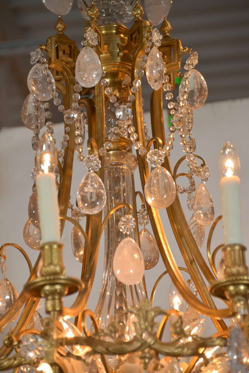 19th Century 19th C Important Rock Crystal And Gilt Bronze Russian Chandelier For Sale