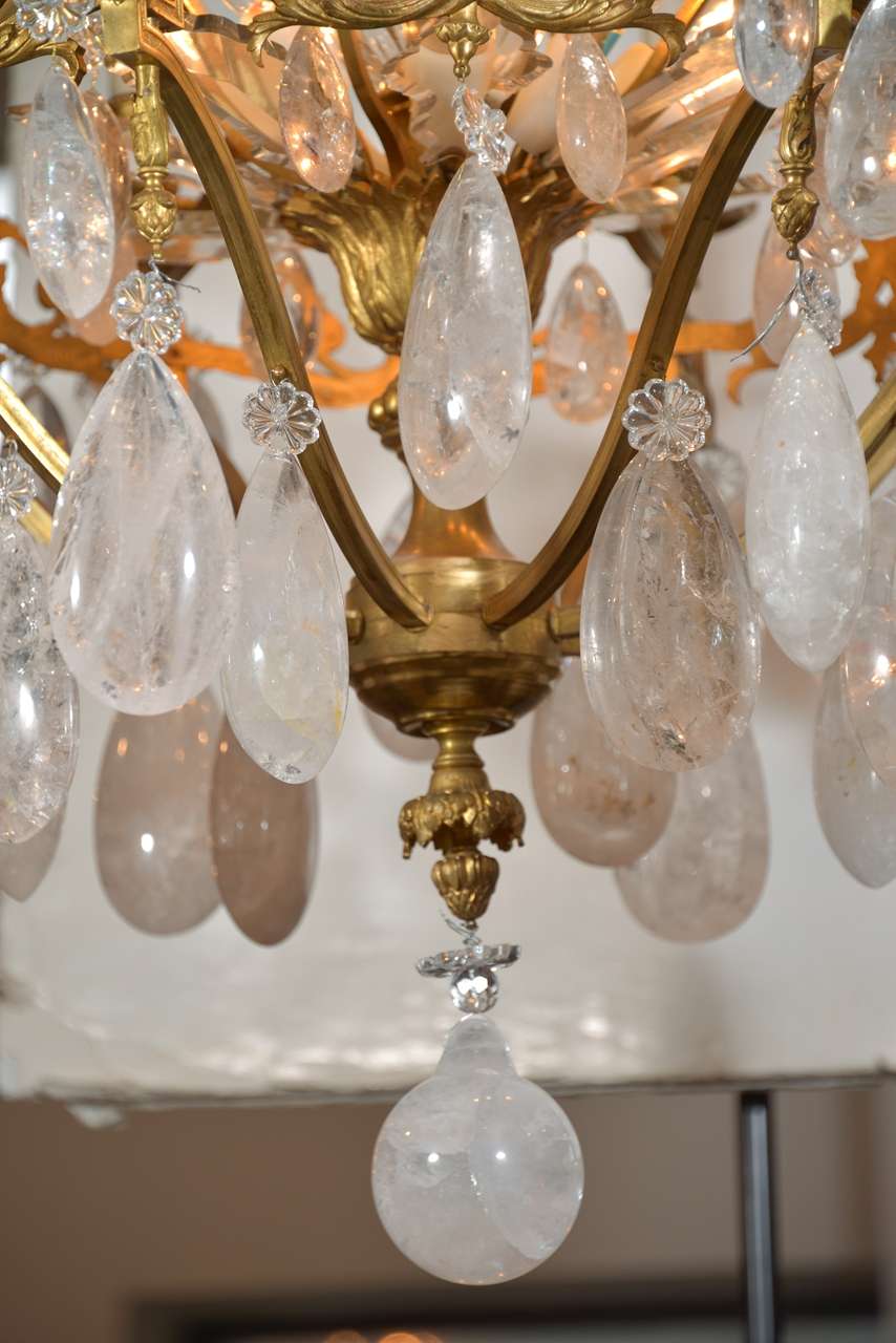 19th C Important Rock Crystal And Gilt Bronze Russian Chandelier For Sale 2