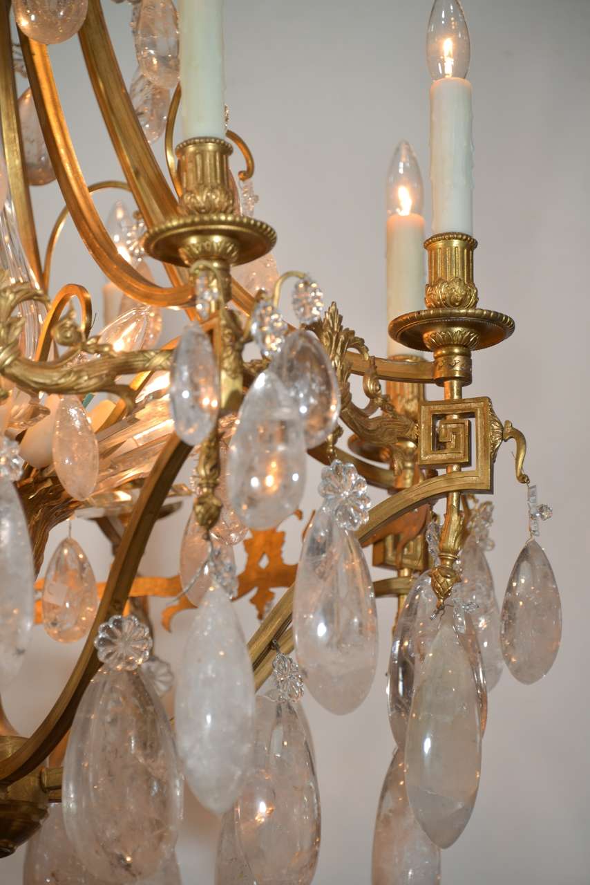 19th C Important Rock Crystal And Gilt Bronze Russian Chandelier For Sale 3
