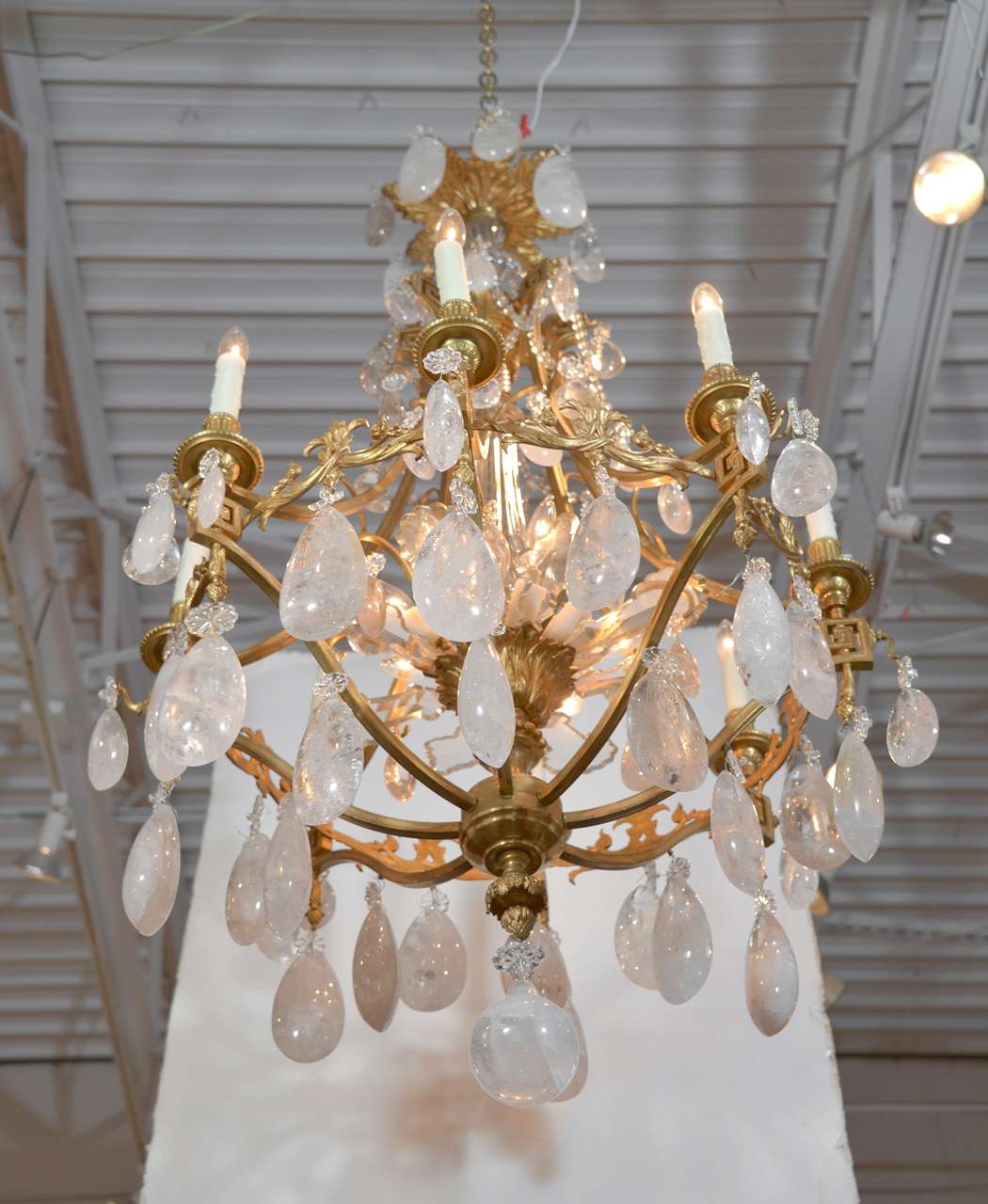 19th C Important Rock Crystal And Gilt Bronze Russian Chandelier For Sale 4