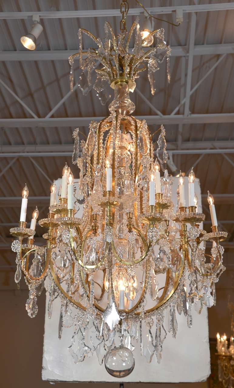 Important 19th c Stamped Baccarat and bronze dore chandelier