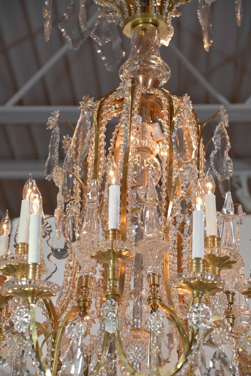 French Important 19th c Baccarat and Crystal and bronze dore chandelier