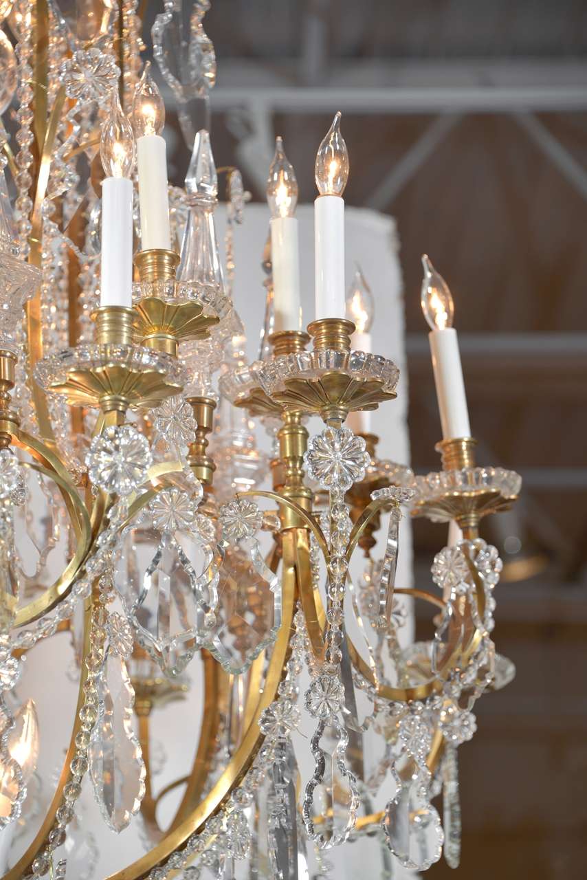 Important 19th c Baccarat and Crystal and bronze dore chandelier In Excellent Condition In Dallas, TX