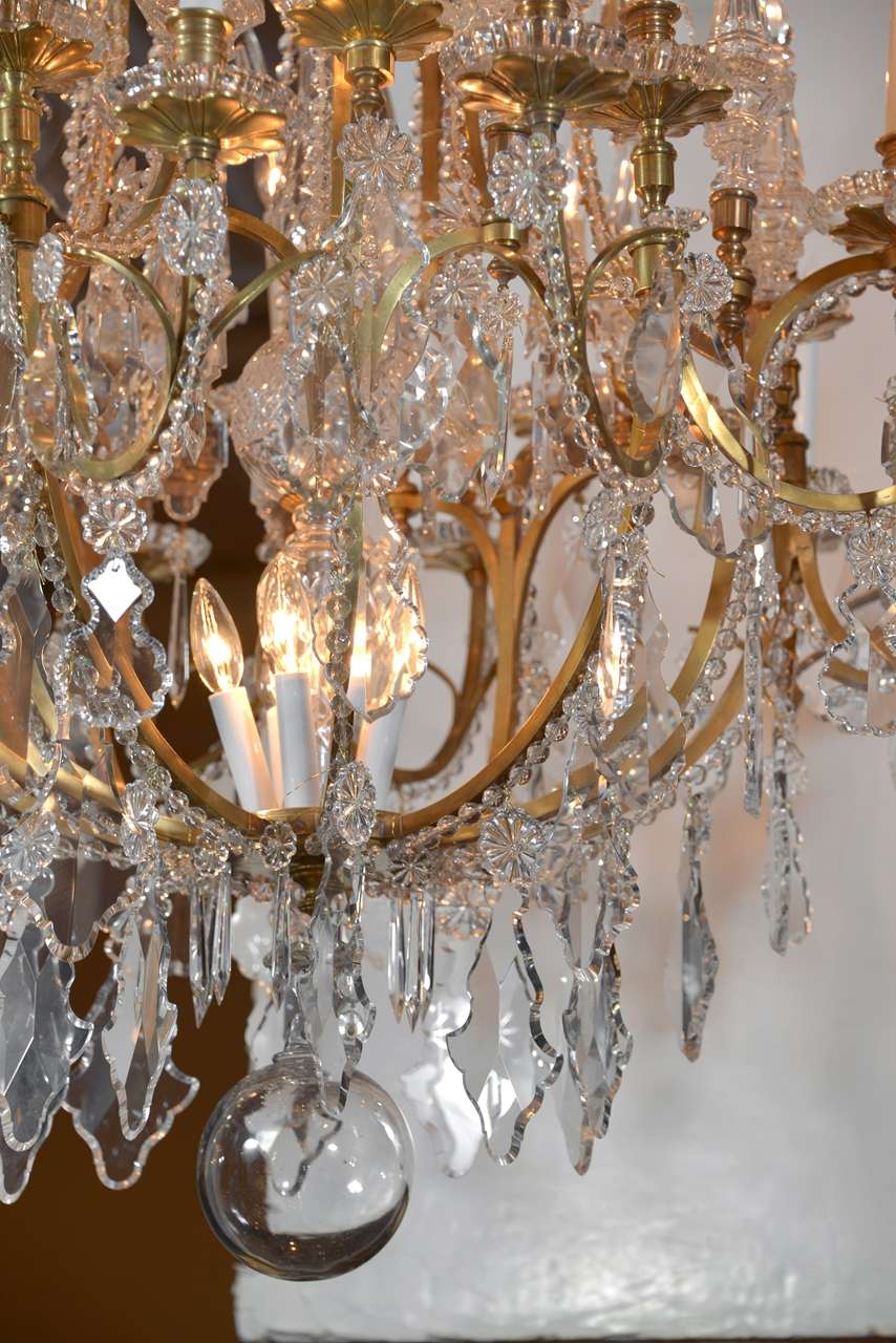 19th Century Important 19th c Baccarat and Crystal and bronze dore chandelier
