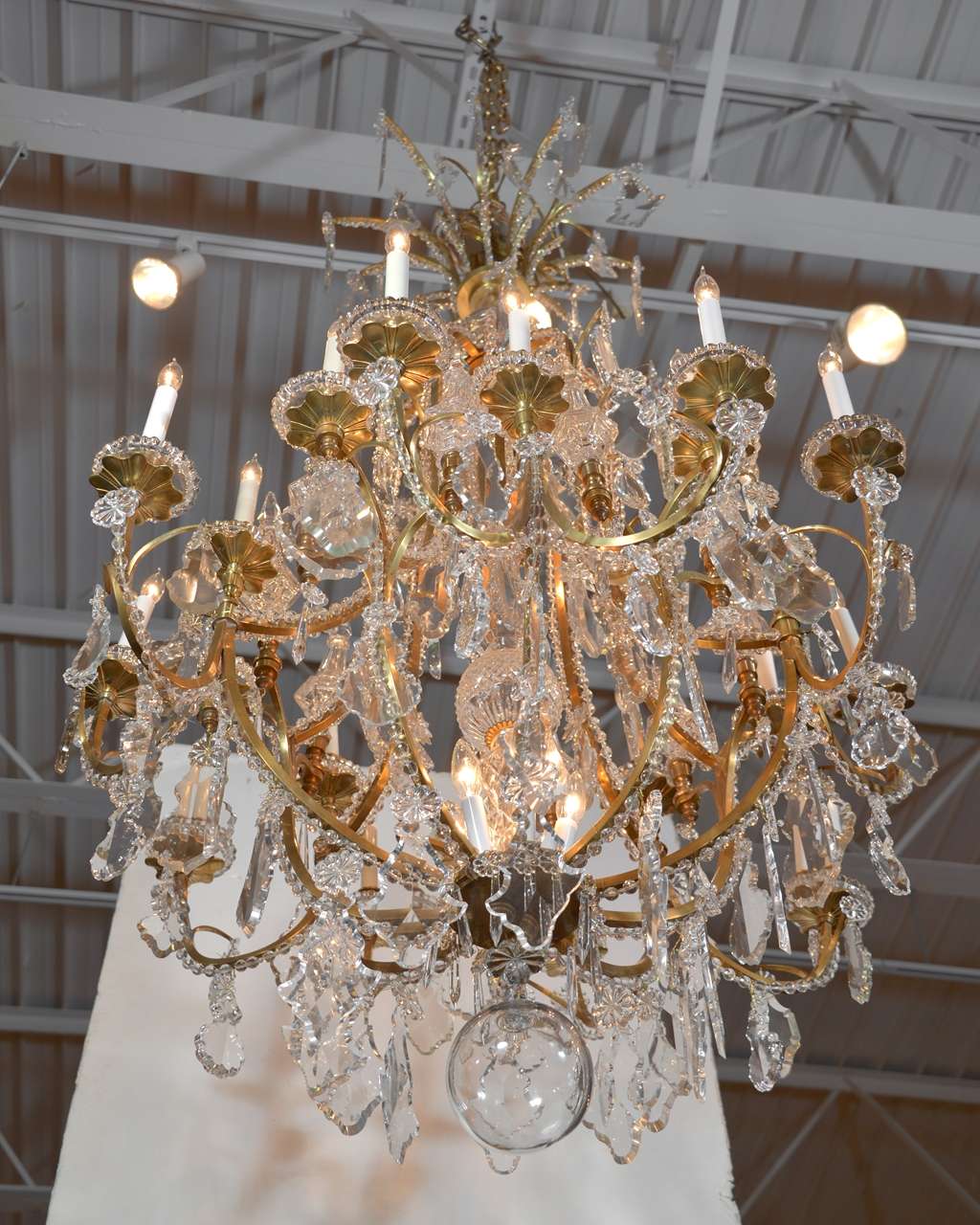 Important 19th c Baccarat and Crystal and bronze dore chandelier 1