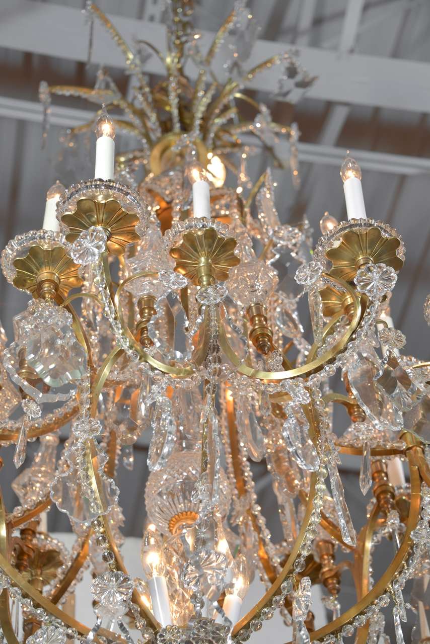 Important 19th c Baccarat and Crystal and bronze dore chandelier 2