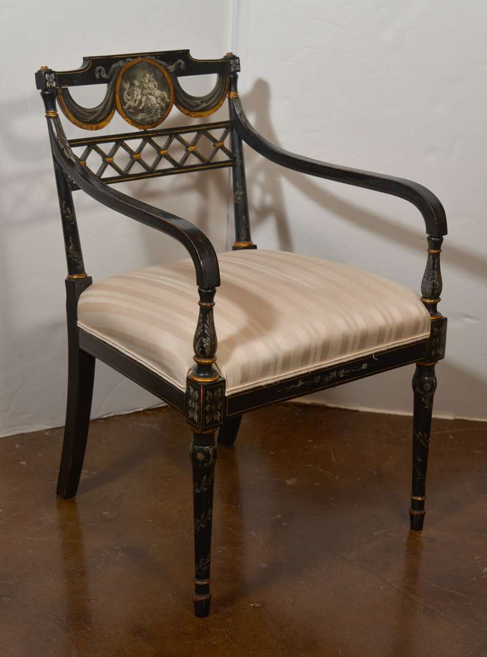 Set of Important Regency Period Black Lacquered Chairs at 1stDibs