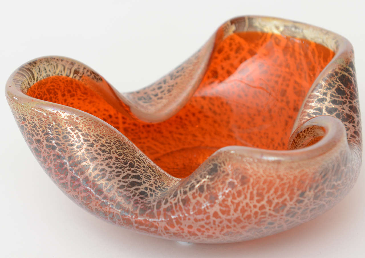 Fabulous Italian Murano Seguso Glass Folded Bowl