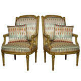 Pair of Antiqued French Directoire Style Armchairs