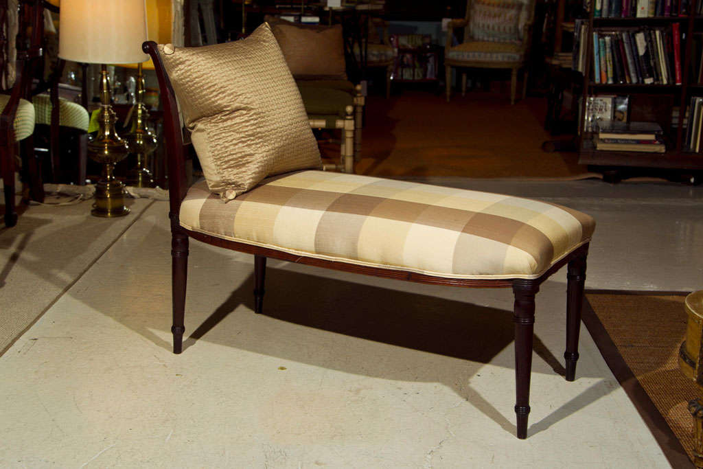 Period Regency Bench .. newly upholstered in silk with down filled pillow.