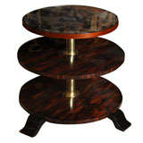 French Art Deco 3 Tier Coffee Table, Exotic Macassar Ebony