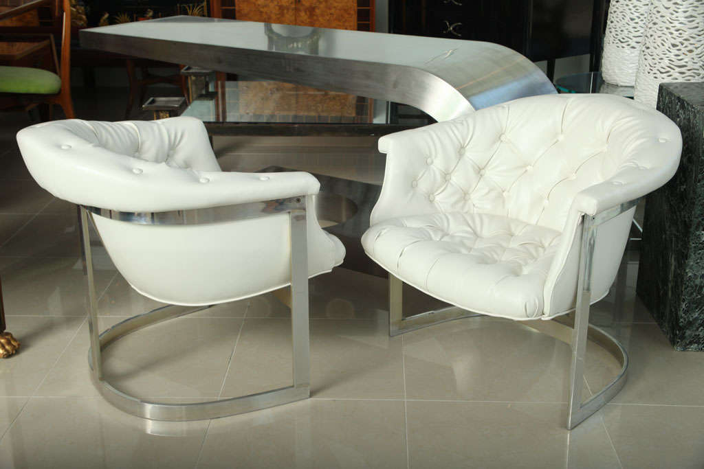 white leather bucket chairs