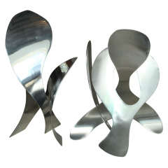 Two Stainless Steel Abstract Sculptures, Jack Arnold