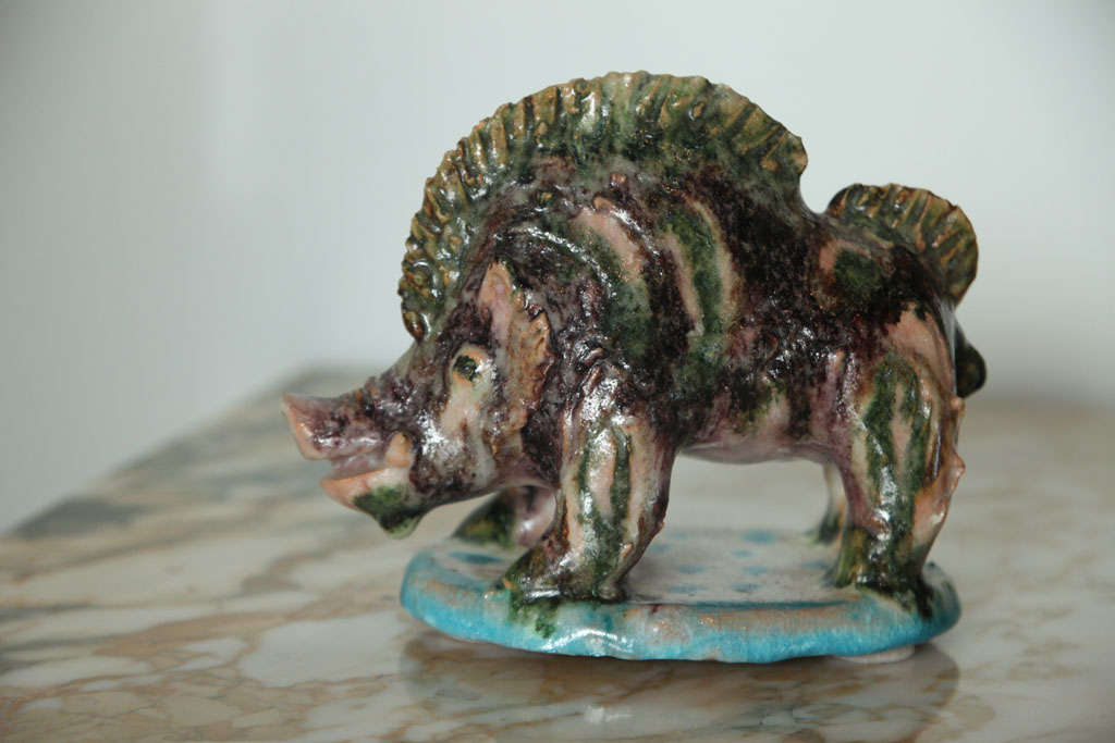 Pair of Gambone Ceramic Boars In Excellent Condition For Sale In Hollywood, FL