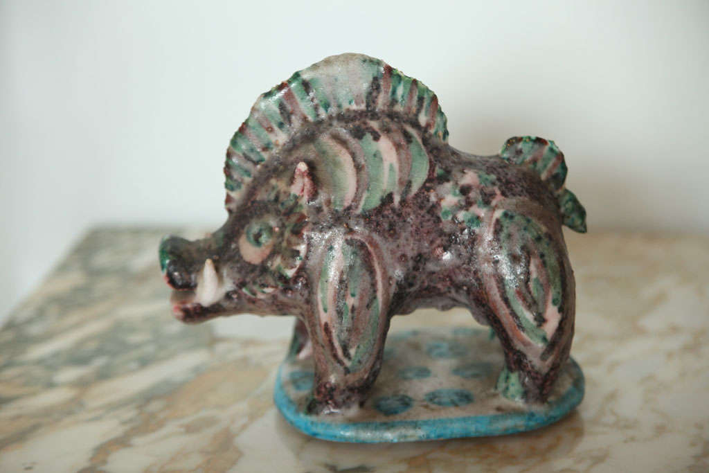 Mid-20th Century Pair of Gambone Ceramic Boars For Sale
