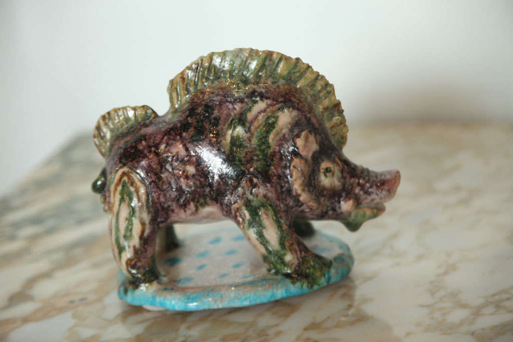 Pair of Gambone Ceramic Boars For Sale 2