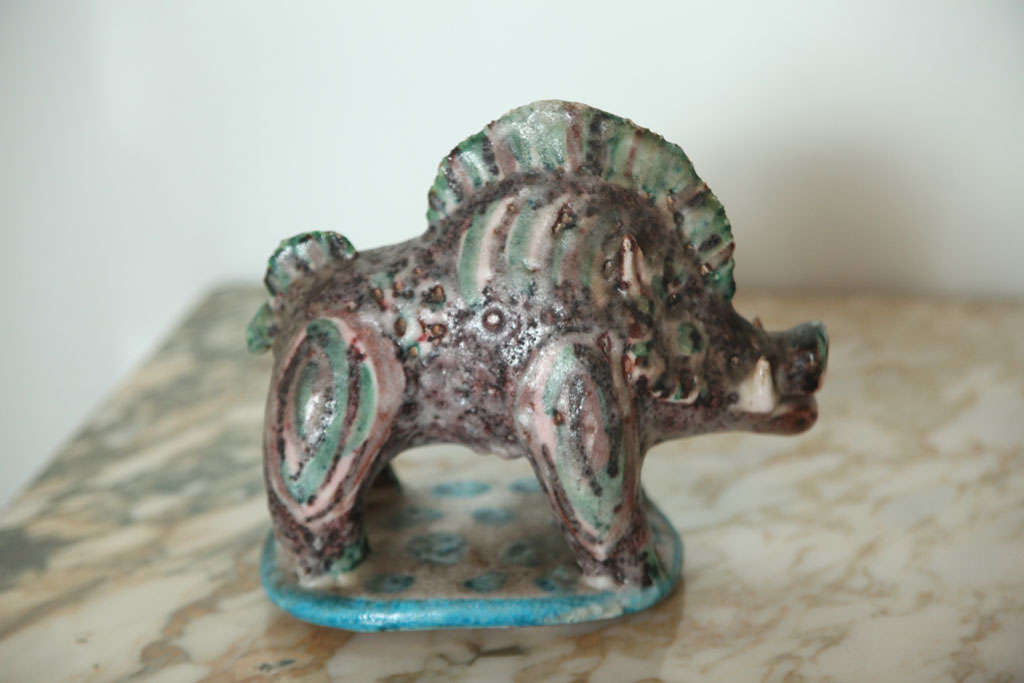 Pair of Gambone Ceramic Boars For Sale 3