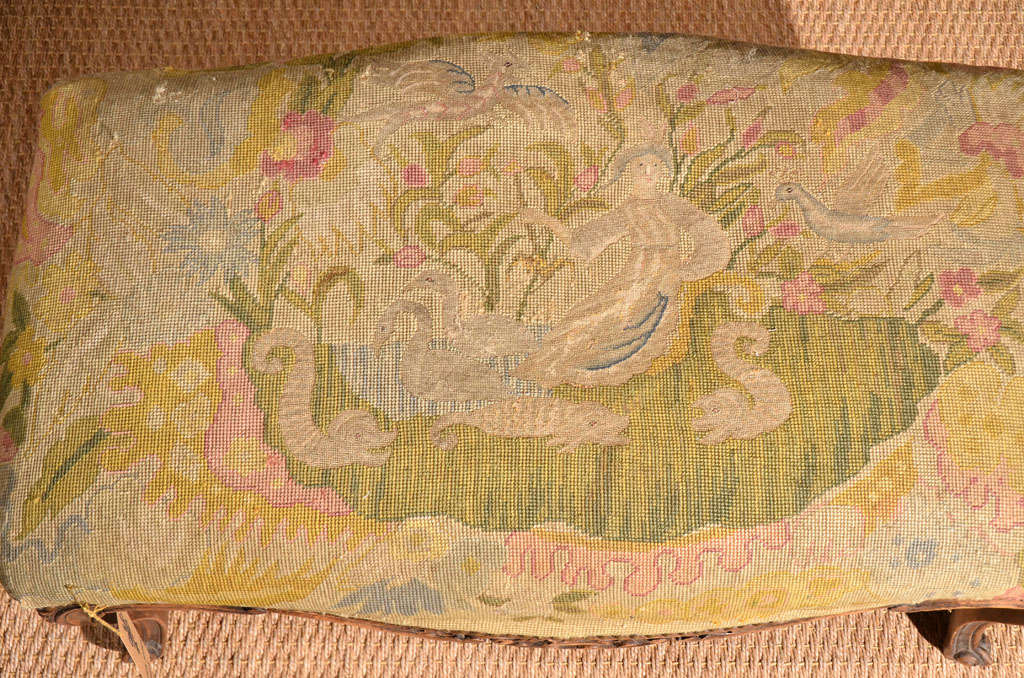 19th Century  Needlepoint Upholstered Bench