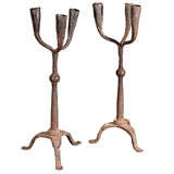 Antique Forged Iron Candlestands