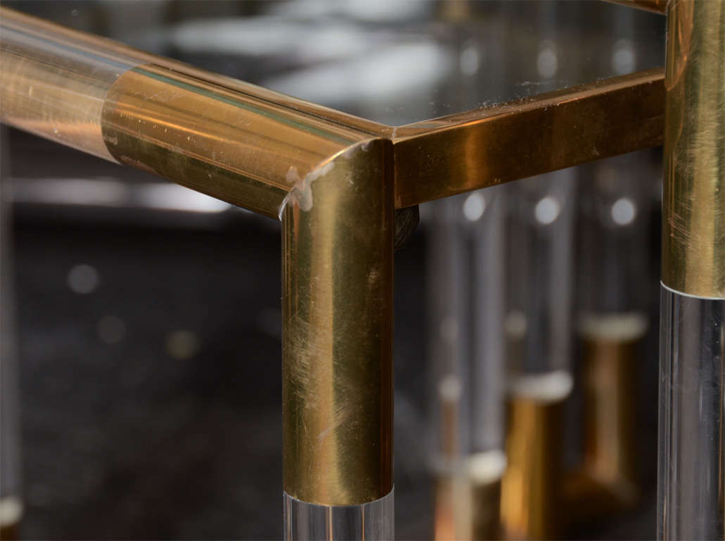Late 20th Century Fabulous Set Of Lucite And Brass Nesting Tables