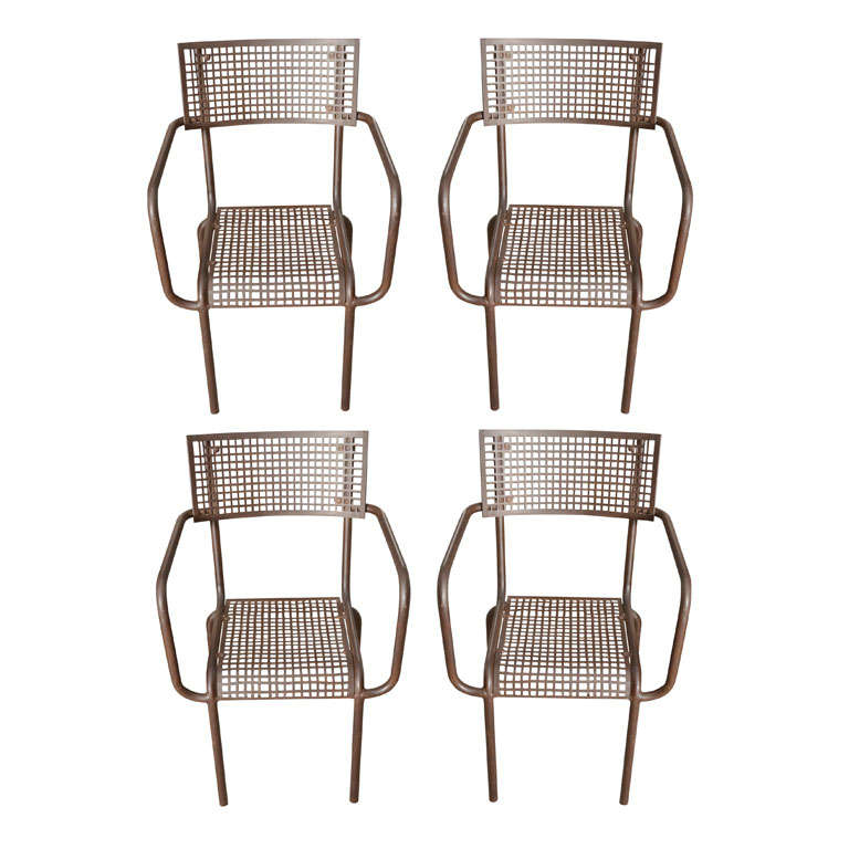 Four Iron French Chairs For Sale