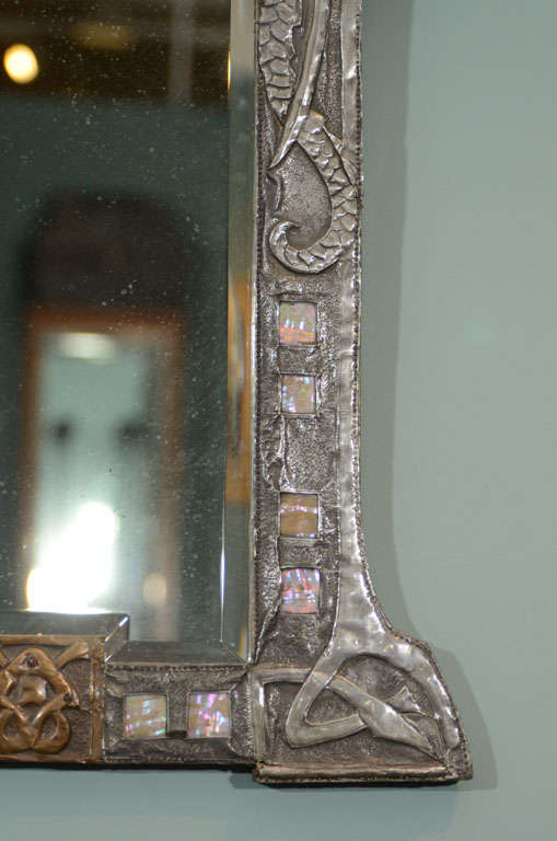 20th Century Austrian Art Nouveau Repoussé Gargoyle Mirror