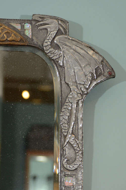 Austrian Art Nouveau Repoussé Gargoyle Mirror 2