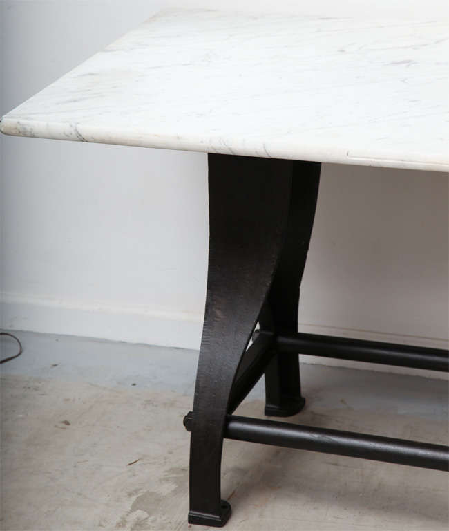 French Marble Top Industrial Table