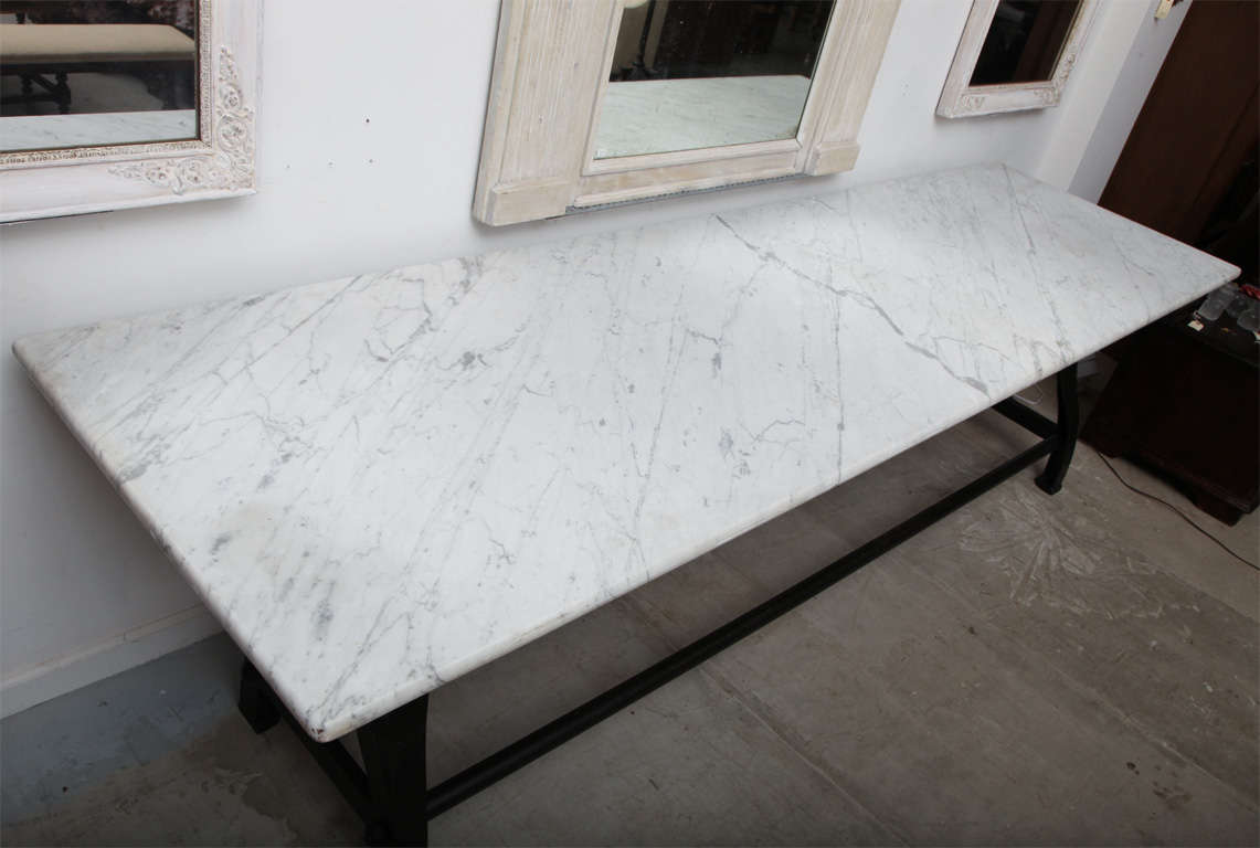Mid-20th Century Marble Top Industrial Table