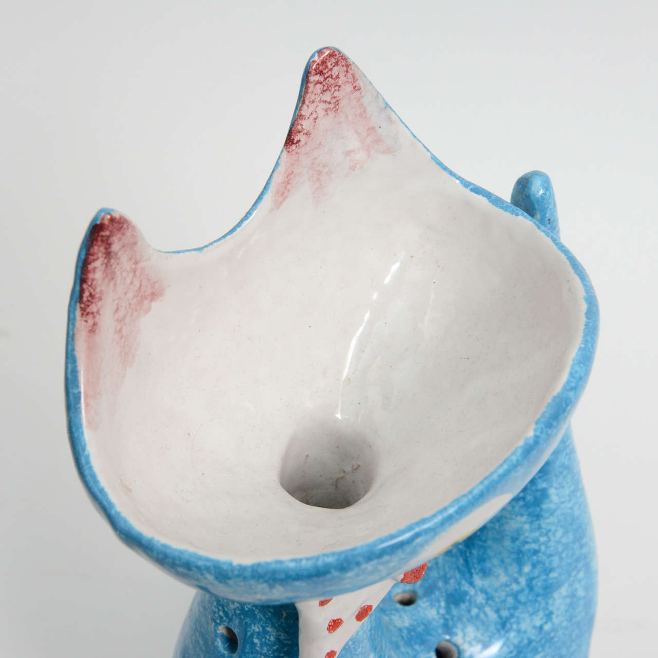 Hand-Painted 1950s Italian Ceramic Cat, Vase Pottery Atomic Space Age Era 