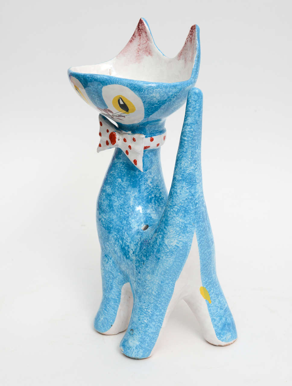 1950s Italian Ceramic Cat, Vase Pottery Atomic Space Age Era  1