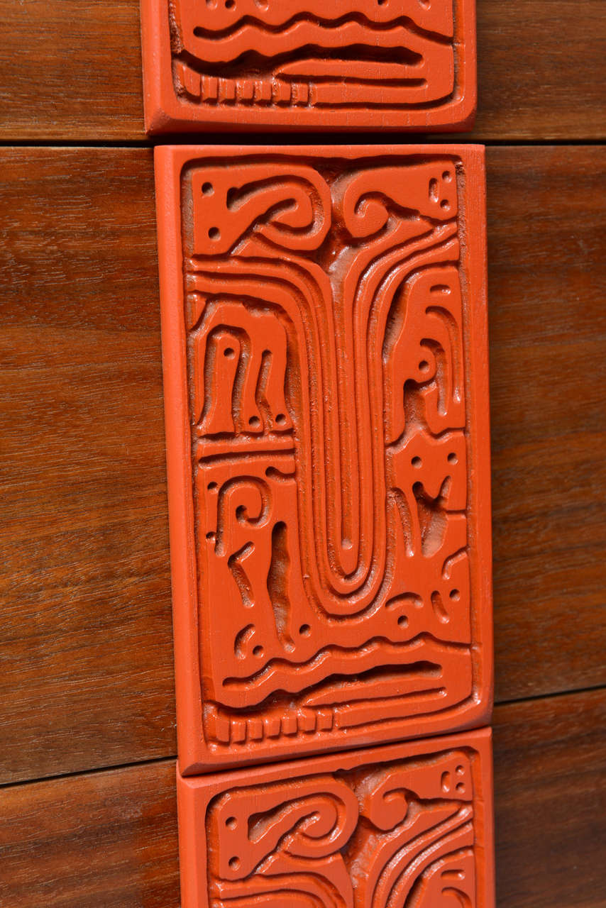 Wood Tiki/Mayan Dresser by Bassett Furniture