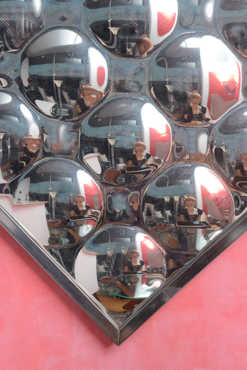 Mid-20th Century 1960s Op Art Silver Plexiglass Mirror by BL Design