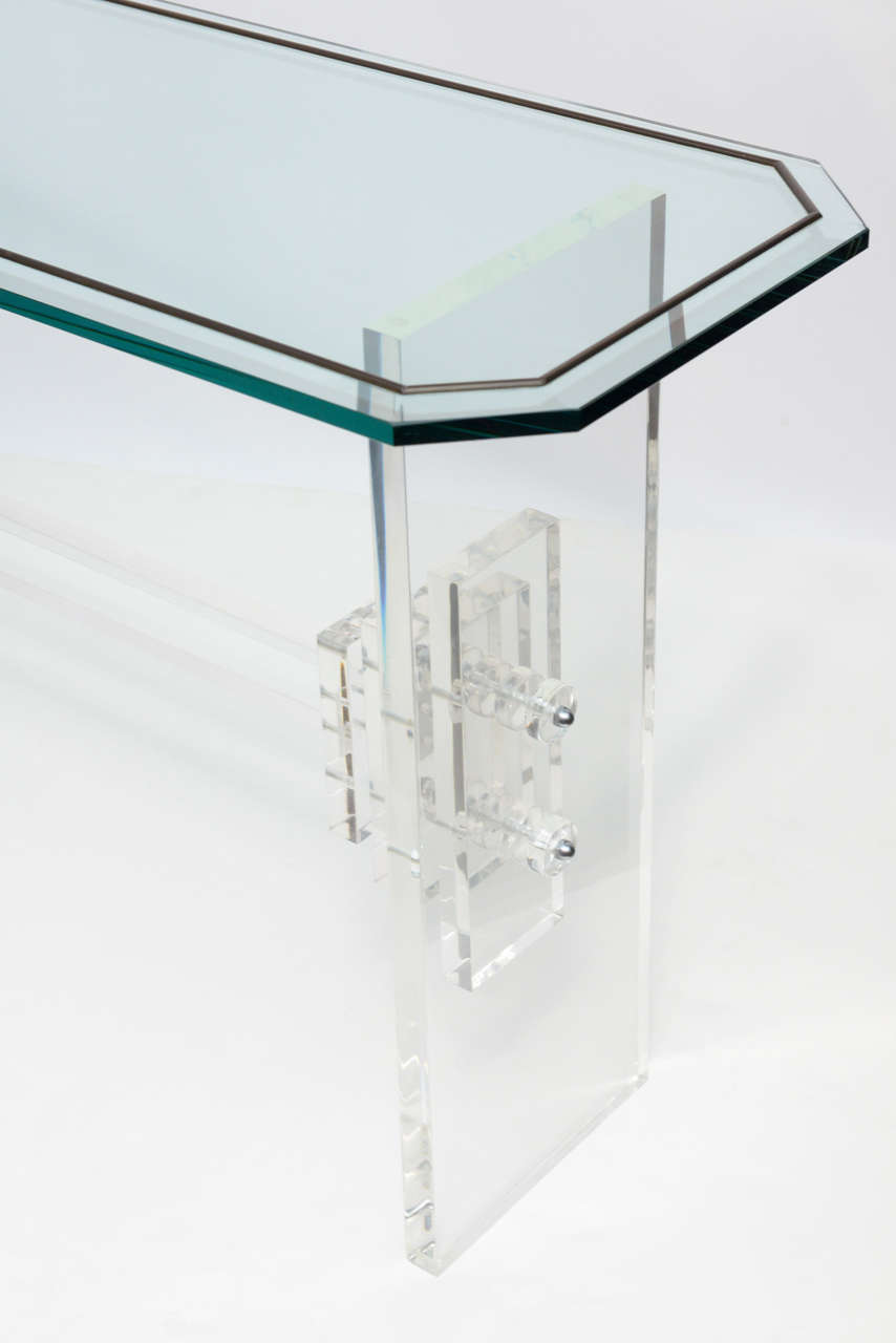 Mid-Century Modern 1970s Lucite Console Table
