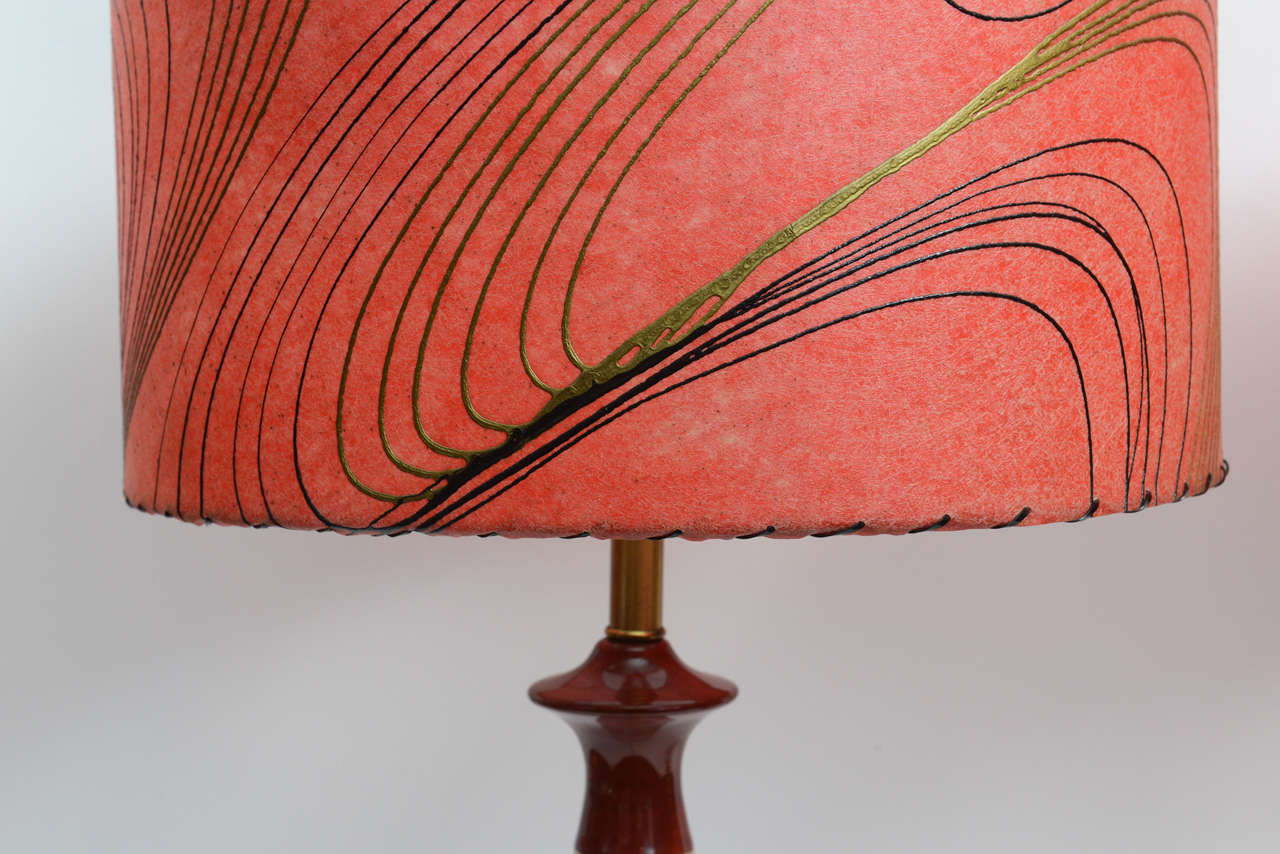 Ceramic Pair of 1950s Striped Table Lamps