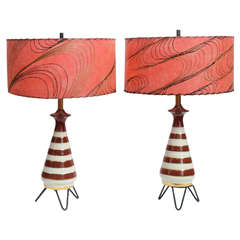 Pair of 1950s Striped Table Lamps